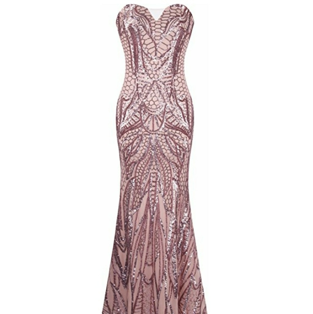 Art Deco Blush Strapless Gatspy Inspired Gown 4-6
